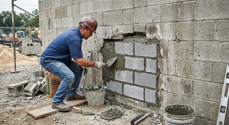 Cinder Block Wall Repair in Fallbrook, CA