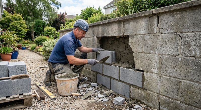 Cinder Block Wall Repair in Fallbrook, CA