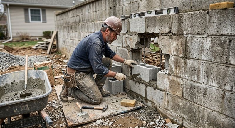 Cinder Block Wall Repair in Fallbrook, CA