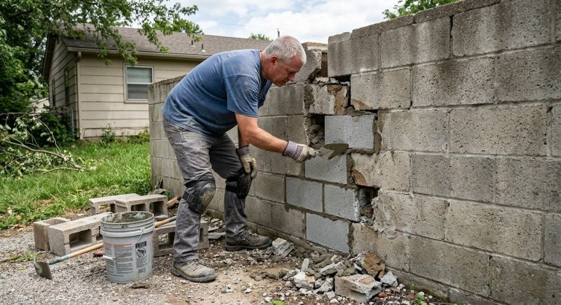 Cinder Block Wall Repair in Valley Center, CA