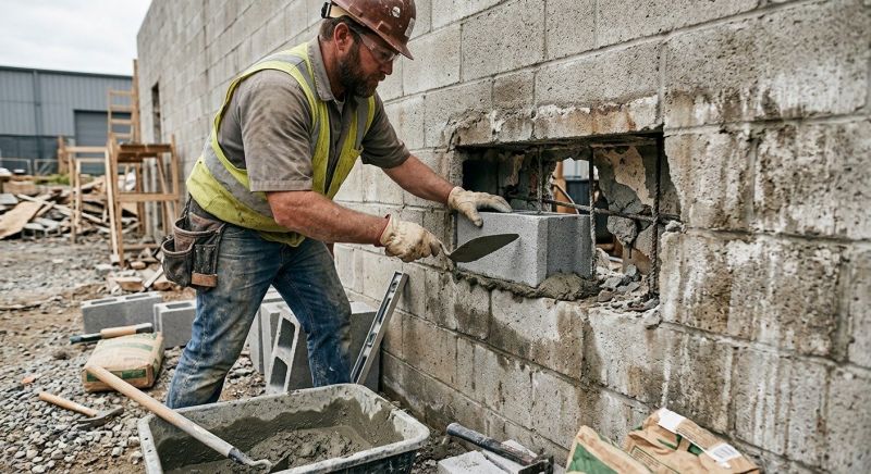 Cinder Block Wall Repair in Winchester, CA